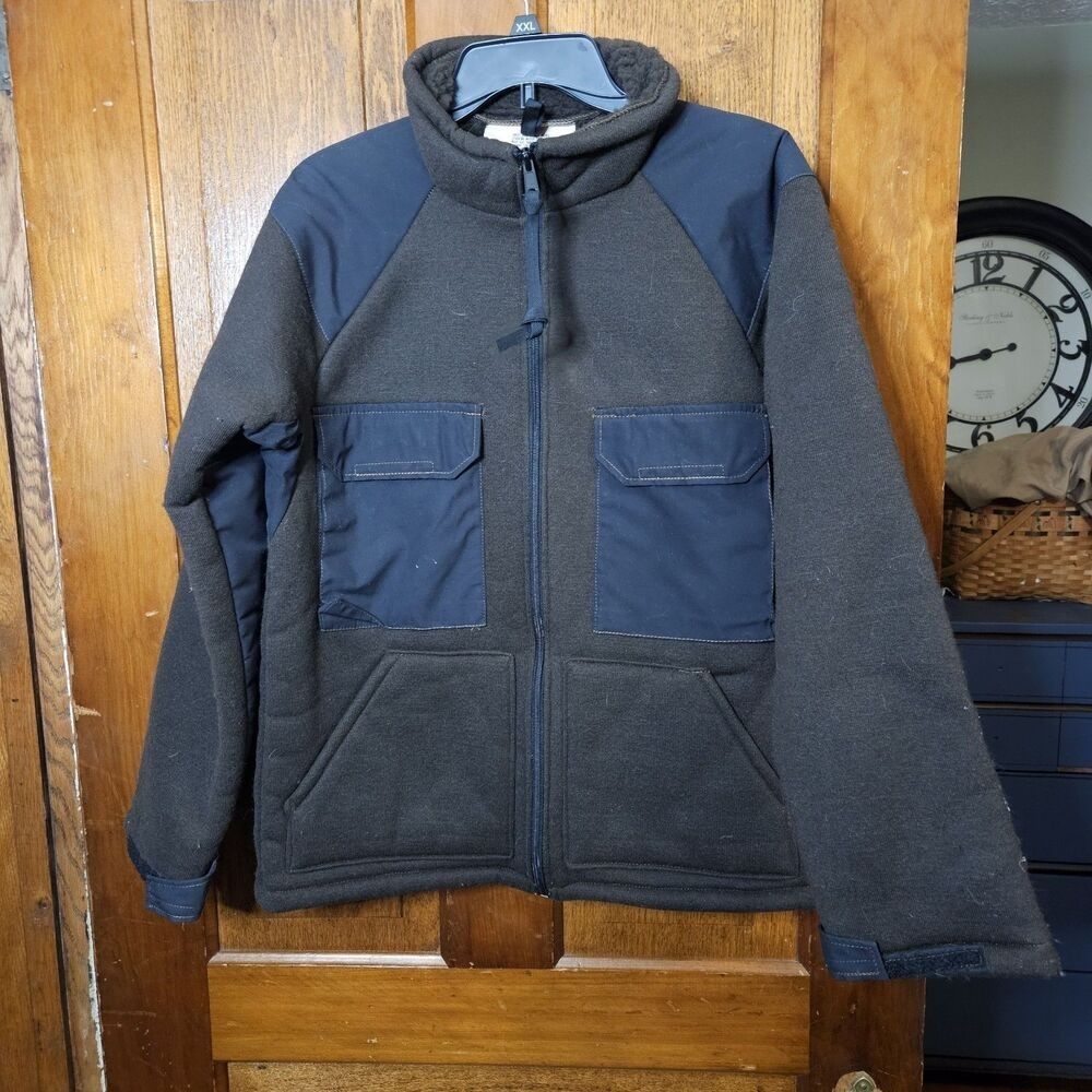 Vanderbilt Shirt Co Fleece Jacket Mens Medium Cold Weather Pile Gray Blue USGI